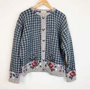 LL Bean Handknit Button Front Sweater Cottage Core